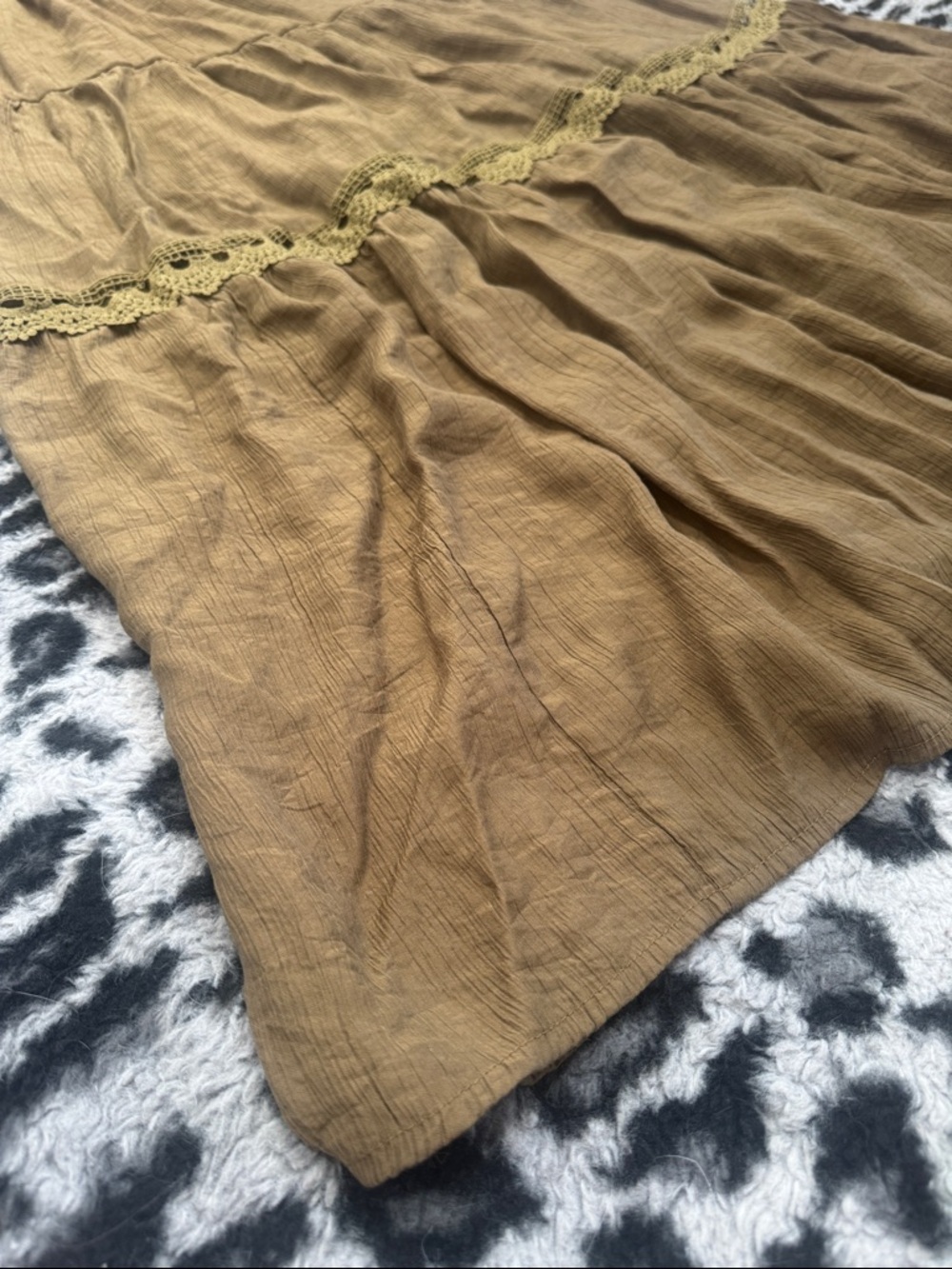 Cider Dark Olive Maxi Dress with Textured Crochet Trim - Picture 4 of 7